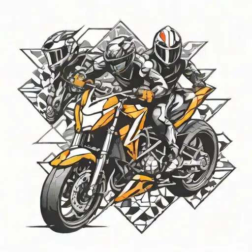 Adrenaline molecule surrounded by Sport Bikes, Offroad Bikes, Jiu-jitsu, Jetski tattoo design idea