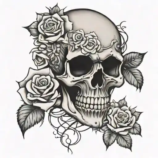 the Holy death with roses tattoo design idea