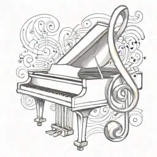 touage on the theme of music, piano and singing with a treble clef tattoo design idea