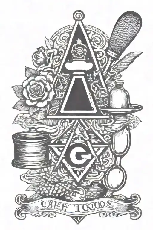 chef tools Masonic symbols  tattoo design idea