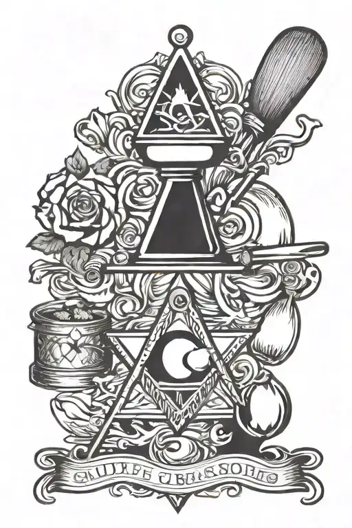 chef tools Masonic symbols  tattoo design idea