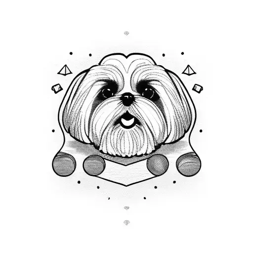 2 shih tzu,  beach sunset tattoo design idea