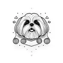 2 shih tzu,  beach sunset tattoo design idea