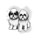 2 shih tzu,  beach sunset tattoo design idea