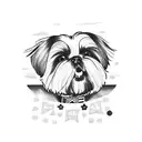 2 shih tzu,  beach sunset tattoo design idea