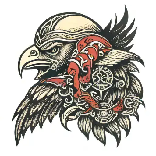viking blood skull raven tattoo design idea