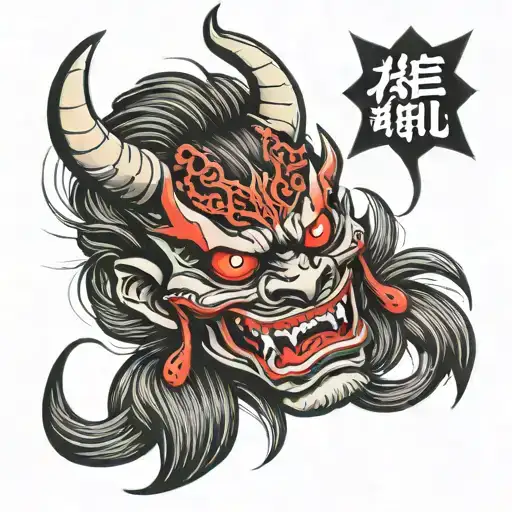 oni demon mask tattoo design idea