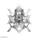 engineer castle tattoo design idea