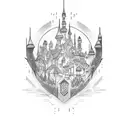 engineer castle tattoo design idea