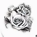 cuddling skeletons with florals tattoo design idea