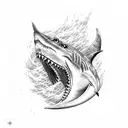 tribal shark with waves tattoo design idea