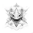 tribal shark with waves tattoo design idea