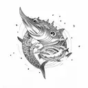 tribal shark with waves tattoo design idea