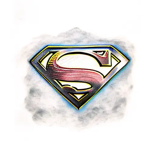 superman logo 3d bursting from skin tattoo design idea