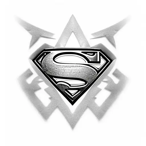 superman logo 3d bursting from skin tattoo design idea