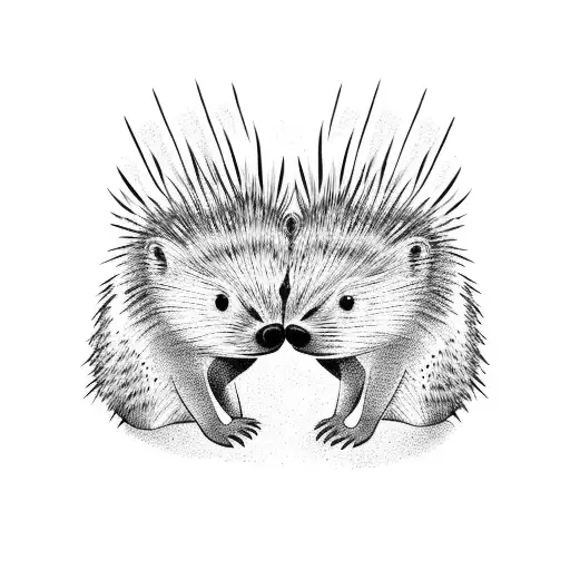 two porcupines holding hands tattoo design idea