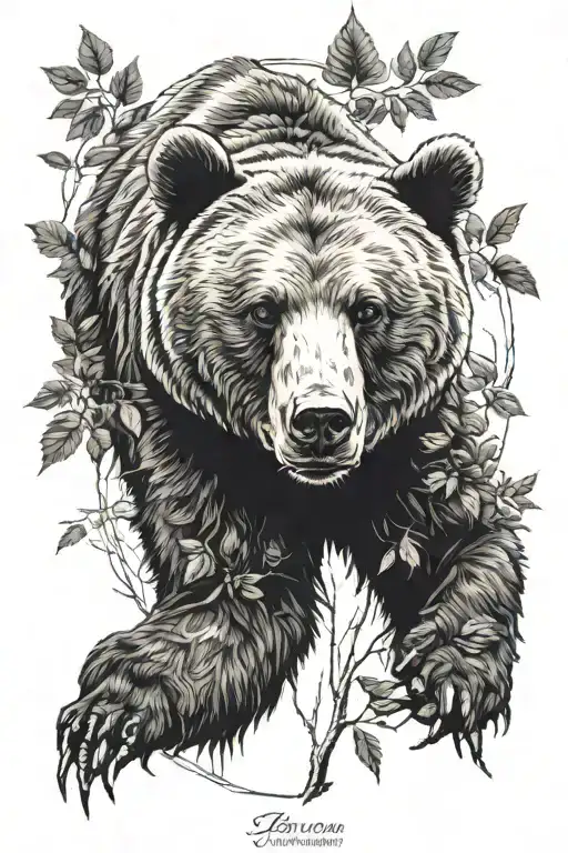 bear rowan tree tattoo design idea