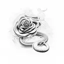 rose snake sword  tattoo design idea
