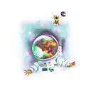 astronaut falling through space tattoo design idea