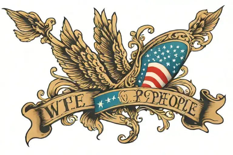 we the people american flag sleeve tattoo design idea