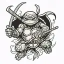 black and white color ninja turtle tattoo design idea
