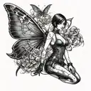 Ada Wong Character Resident Evil 4 Remake Leaning Back With A Mechanical Butterfly Behind Her Tattoo Idea tattoo design idea