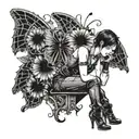 Ada Wong Character Resident Evil 4 Remake Leaning Back With A Mechanical Butterfly Behind Her Tattoo Idea tattoo design idea