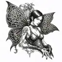 Ada Wong Character Resident Evil 4 Remake Leaning Back With A Mechanical Butterfly Behind Her Tattoo Idea tattoo design idea