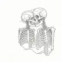 Write “And if you go, I wanna go with you. And if you die, I wanna die with you.” cursive surrounding kissing skeletons tattoo design idea