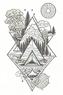 nature camping scene tattoo design idea