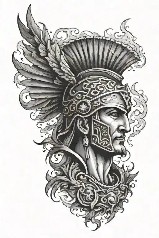 Roman Empire lighting fire tattoo design idea