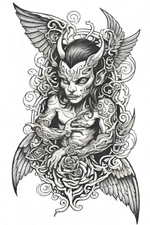 nico from angel half demon tattoo design idea