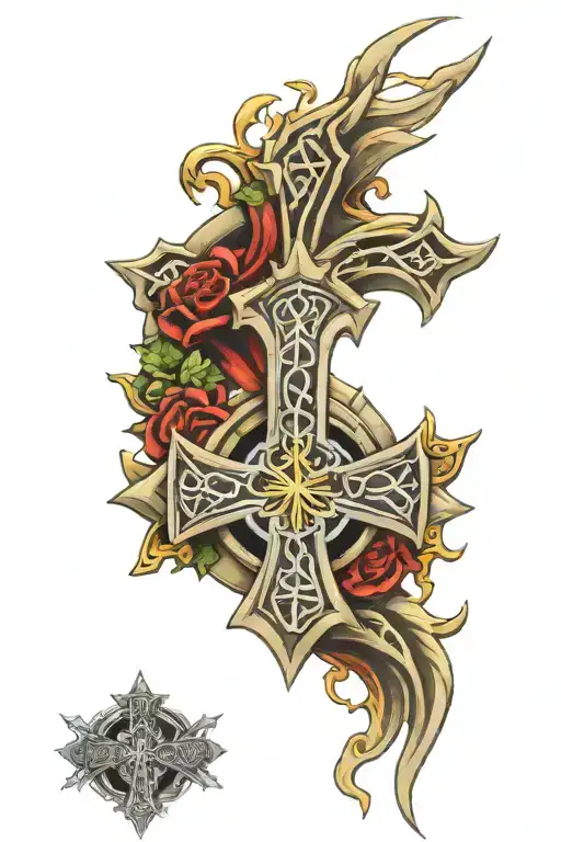 armor breastplate Celtic cross tattoo design idea
