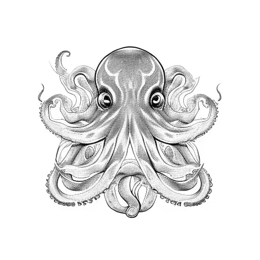 Black Work design for a Tattoo stencil of an octopus tattoo design idea