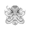 Black Work design for a Tattoo stencil of an octopus tattoo design idea
