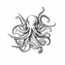 Black Work design for a Tattoo stencil of an octopus tattoo design idea