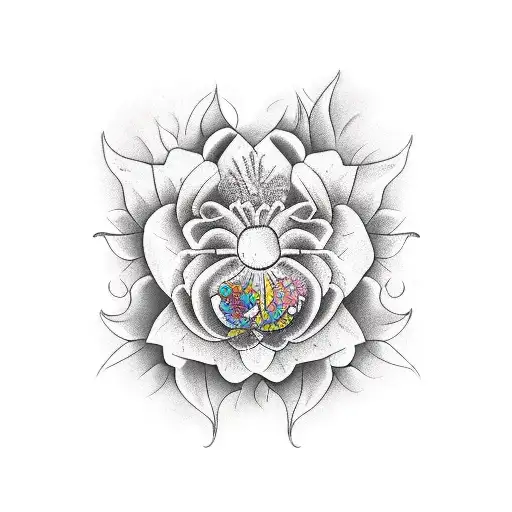 colorful Peruvian tumi with flowers  tattoo design idea