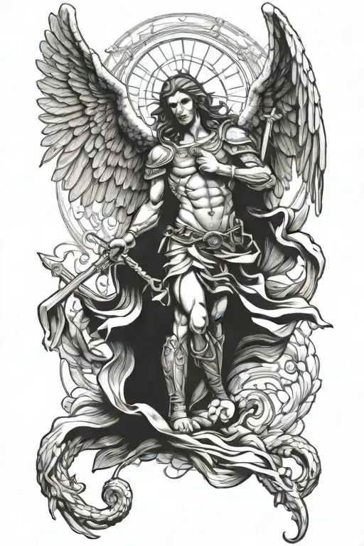 st.Michael the arc angel michael killing lucifer tattoo design idea