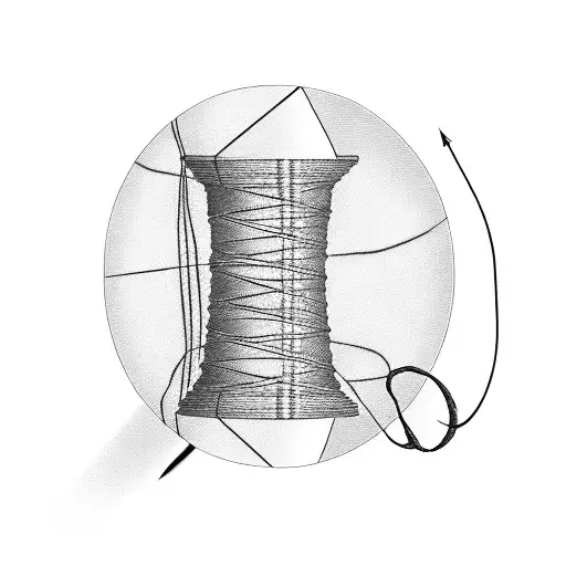 Sewing needle with thread coming off a spool tattoo design idea