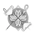 Sewing needle with thread coming off a spool tattoo design idea