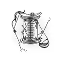 Sewing needle with thread coming off a spool tattoo design idea