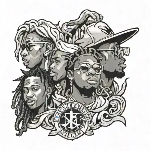 Gunna, Don toliver and lil yachty logo incorporated tattoo design idea