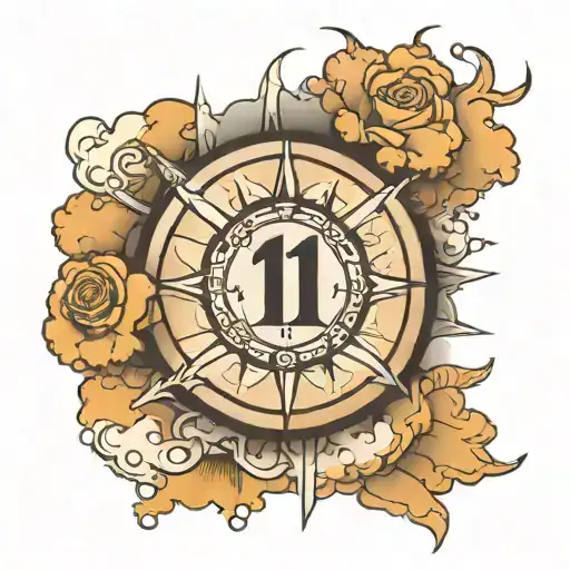 a forearm tattoo featuring a #1 as the center of the tattoo with shaded clouds on the sides, above and below the 1 tattoo design idea