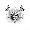 viking-norse triskele/triple horns of odin symbol tattoo design idea