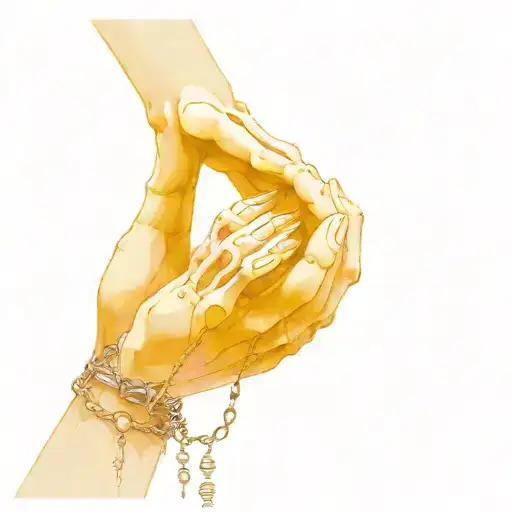 skeleton hands holding pinky's with chains wrapped tattoo design idea