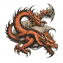 create a tattoo design that has fantasy dragons and displays deep and meaningful images for family, strength, self aware tattoo design idea