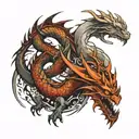 create a tattoo design that has fantasy dragons and displays deep and meaningful images for family, strength, self aware tattoo design idea