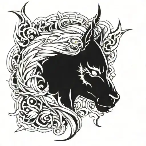 creates the mark of sacrifice of berserk, the symbol. in blackwork tattoo design idea