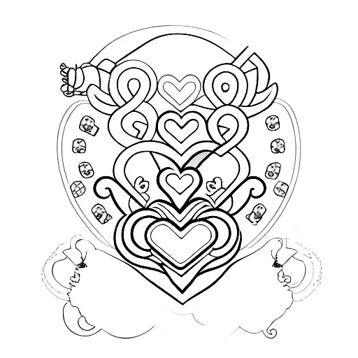 Colombia with a vertical Line of 5 hearts tattoo design idea