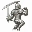 gladiator standing triumphantly tattoo design idea